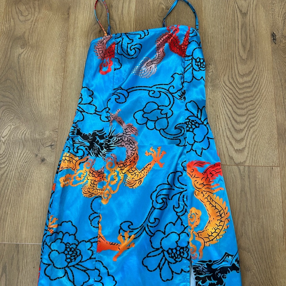 Carmin Blue Dragon Print Dress